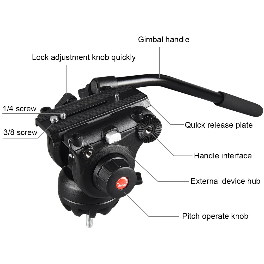 PULUZ Portable Durable Aluminum Alloy Tripod + with Fluid Drag Head for DSLR Camera Photography